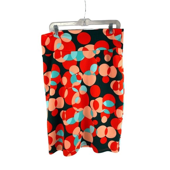 LuLaRoe Womens Cassie Pencil Circle Print Skirt L Stretch Colorful High Waisted - Picture 1 of 7